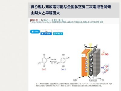 日本開發出全固態空氣蓄電池，有望應用于便攜電子設備